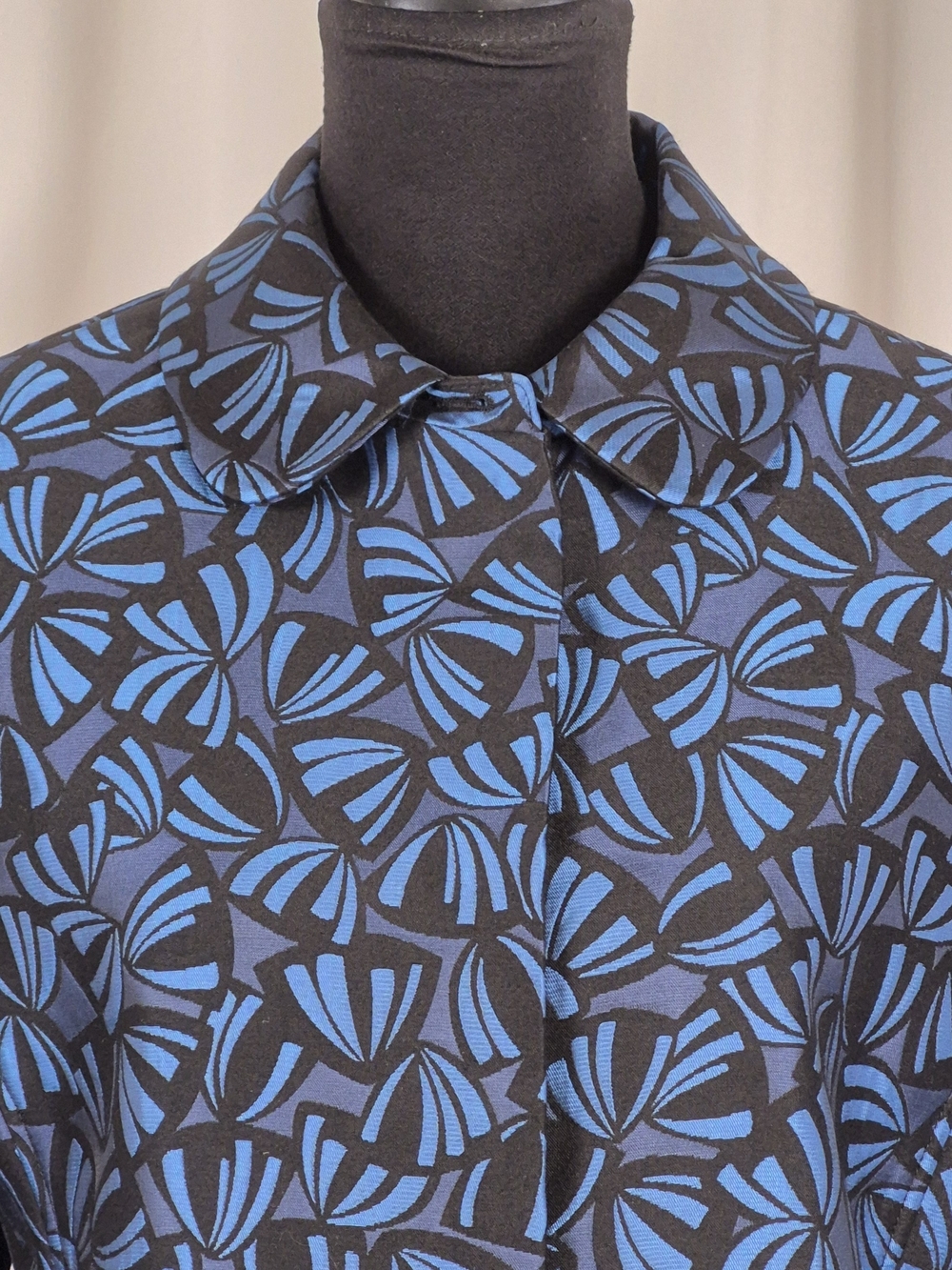 Ann Klein Metallic Blue/Black Jacquard Topper /Jacket / Long Coat - Size 8 - Picture 7 of 16